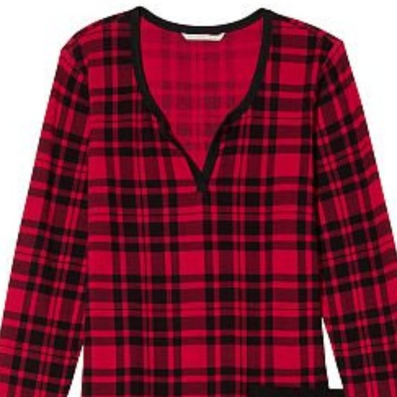 VS L Thermal Long Pajama Set Adorable Plaid Checkered Red Black PJ P.J. PJs NWT - Picture 11 of 14